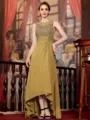 Radiant A-Line Chiffon Applique Scoop Sleeveless Asymmetrical Mother of the Bride Dress
