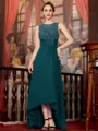 Radiant A-Line Chiffon Applique Scoop Sleeveless Asymmetrical Mother of the Bride Dress