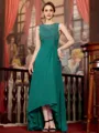 Radiant A-Line Chiffon Applique Scoop Sleeveless Asymmetrical Mother of the Bride Dress