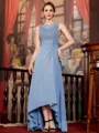 Radiant A-Line Chiffon Applique Scoop Sleeveless Asymmetrical Mother of the Bride Dress