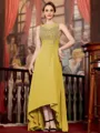 Radiant A-Line Chiffon Applique Scoop Sleeveless Asymmetrical Mother of the Bride Dress
