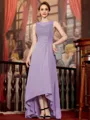 Radiant A-Line Chiffon Applique Scoop Sleeveless Asymmetrical Mother of the Bride Dress