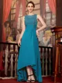 Radiant A-Line Chiffon Applique Scoop Sleeveless Asymmetrical Mother of the Bride Dress