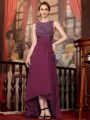 Radiant A-Line Chiffon Applique Scoop Sleeveless Asymmetrical Mother of the Bride Dress