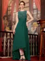Radiant A-Line Chiffon Applique Scoop Sleeveless Asymmetrical Mother of the Bride Dress
