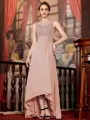Radiant A-Line Chiffon Applique Scoop Sleeveless Asymmetrical Mother of the Bride Dress