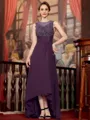Radiant A-Line Chiffon Applique Scoop Sleeveless Asymmetrical Mother of the Bride Dress