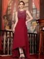 Radiant A-Line Chiffon Applique Scoop Sleeveless Asymmetrical Mother of the Bride Dress
