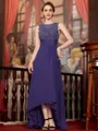 Radiant A-Line Chiffon Applique Scoop Sleeveless Asymmetrical Mother of the Bride Dress