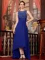 Radiant A-Line Chiffon Applique Scoop Sleeveless Asymmetrical Mother of the Bride Dress