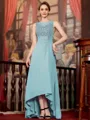 Radiant A-Line Chiffon Applique Scoop Sleeveless Asymmetrical Mother of the Bride Dress