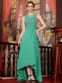 Radiant A-Line Chiffon Applique Scoop Sleeveless Asymmetrical Mother of the Bride Dress