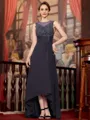 Radiant A-Line Chiffon Applique Scoop Sleeveless Asymmetrical Mother of the Bride Dress