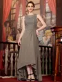 Radiant A-Line Chiffon Applique Scoop Sleeveless Asymmetrical Mother of the Bride Dress