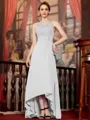 Radiant A-Line Chiffon Applique Scoop Sleeveless Asymmetrical Mother of the Bride Dress