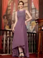 Radiant A-Line Chiffon Applique Scoop Sleeveless Asymmetrical Mother of the Bride Dress