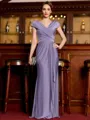 Statuesque Sheath Jersey Ruched V-Neck Short Sleeves Floor-Length Mother of the Bride Dress