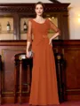 Tasteful A-Line Chiffon Ruched Scoop 3/4 Sleeves Floor-Length Mother of the Bride Dress