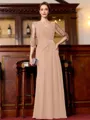 Tasteful A-Line Chiffon Ruched Scoop 3/4 Sleeves Floor-Length Mother of the Bride Dress