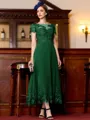 Immaculate A-Line Chiffon Applique Bateau Short Sleeves Tea-Length Mother of the Bride Dress