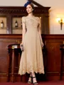 Immaculate A-Line Chiffon Applique Bateau Short Sleeves Tea-Length Mother of the Bride Dress