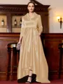 Charming A-Line Satin Ruched V-Neck Long Sleeves Asymmetrical Mother of the Bride Dress