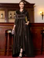 Charming A-Line Satin Ruched V-Neck Long Sleeves Asymmetrical Mother of the Bride Dress