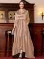 Charming A-Line Satin Ruched V-Neck Long Sleeves Asymmetrical Mother of the Bride Dress