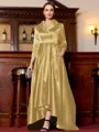Charming A-Line Satin Ruched V-Neck Long Sleeves Asymmetrical Mother of the Bride Dress