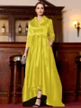 Charming A-Line Satin Ruched V-Neck Long Sleeves Asymmetrical Mother of the Bride Dress