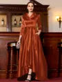 Charming A-Line Satin Ruched V-Neck Long Sleeves Asymmetrical Mother of the Bride Dress