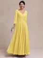 Stylish A-line V-Neck Long Sleeves Appliques Lace Ankle-Length Chiffon Mother of the Bride Dress