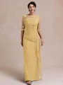 Unique Sheath Scoop 1/2 Sleeves Appliques Lace Floor-Length Chiffon Mother of the Bride Dress