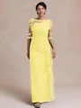 Unique Sheath Scoop 1/2 Sleeves Appliques Lace Floor-Length Chiffon Mother of the Bride Dress