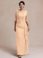 Unique Sheath Scoop 1/2 Sleeves Appliques Lace Floor-Length Chiffon Mother of the Bride Dress