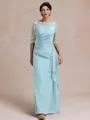 Unique Sheath Scoop 1/2 Sleeves Appliques Lace Floor-Length Chiffon Mother of the Bride Dress