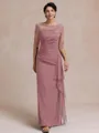 Unique Sheath Scoop 1/2 Sleeves Appliques Lace Floor-Length Chiffon Mother of the Bride Dress