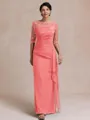 Unique Sheath Scoop 1/2 Sleeves Appliques Lace Floor-Length Chiffon Mother of the Bride Dress