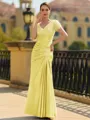 Stunning Sheath/Column Silk like Satin Applique V-Neck Short Sleeves Floor-Length Mother of the Bride Dress