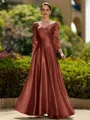 Trendy A-Line/Princess Silk like Satin Ruched V-Neck 3/4 Sleeves Ankle-Length Mother of the Bride Dress