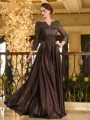 Charming A-line V-Neck 3/4 Sleeves Appliques Lace Floor-Length Silk like Satin Mother of the Bride Dress