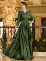 Charming A-line V-Neck 3/4 Sleeves Appliques Lace Floor-Length Silk like Satin Mother of the Bride Dress