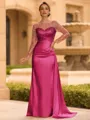 Sophisticated Sheath Scoop Long Sleeves Sequin Floor-Length Silk Like Satin Mother of the Bride Dress
