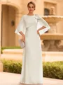 Graceful A-line Scoop 1/2 Sleeves Bow Floor-Length Chiffon Mother of the Bride Dress