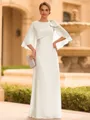 Graceful A-line Scoop 1/2 Sleeves Bow Floor-Length Chiffon Mother of the Bride Dress