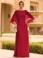 Graceful A-line Scoop 1/2 Sleeves Bow Floor-Length Chiffon Mother of the Bride Dress