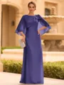 Graceful A-line Scoop 1/2 Sleeves Bow Floor-Length Chiffon Mother of the Bride Dress