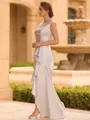 Regal Sheath Scoop Ruffles Floor-Length Mother of the Bride Dress