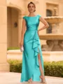 Regal Sheath Scoop Ruffles Floor-Length Mother of the Bride Dress