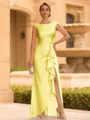Regal Sheath Scoop Ruffles Floor-Length Mother of the Bride Dress